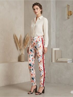 Relish Floral Slim Fit Pants IT40 US6 Apricot NWT